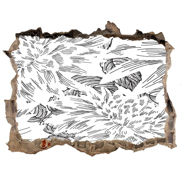 Sticker mural effet trou Motif floral trou dans le mur