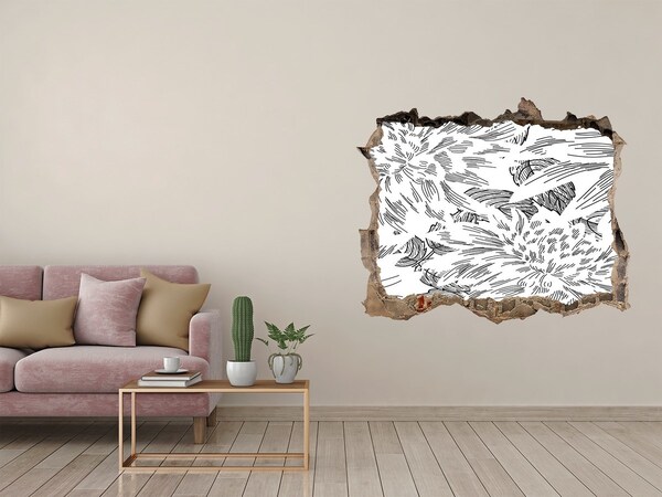 Sticker mural effet trou Motif floral trou dans le mur