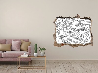 Sticker mural effet trou Motif floral trou dans le mur