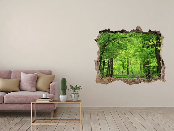 Autocollant mural trou Forêt verte dans un trou dans le mur
