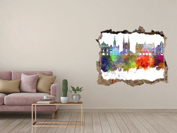 Autocollant à effet 3d trou Gdańsk aux couleurs de l'arc-en-ciel