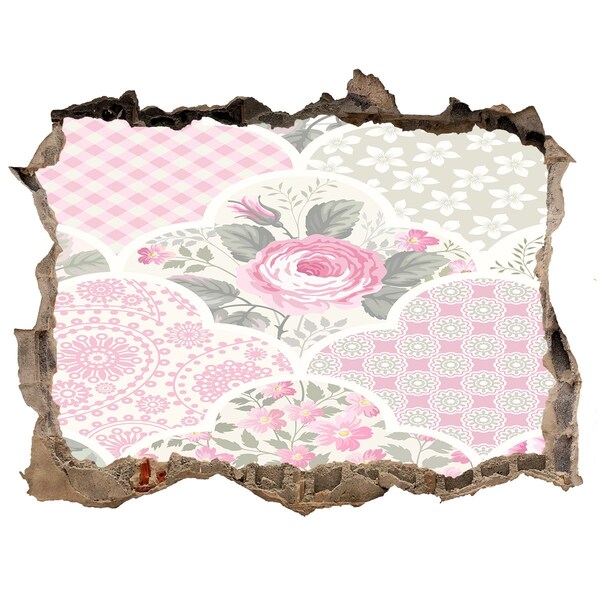 Autocollant mural trou Motif floral trou dans le mur