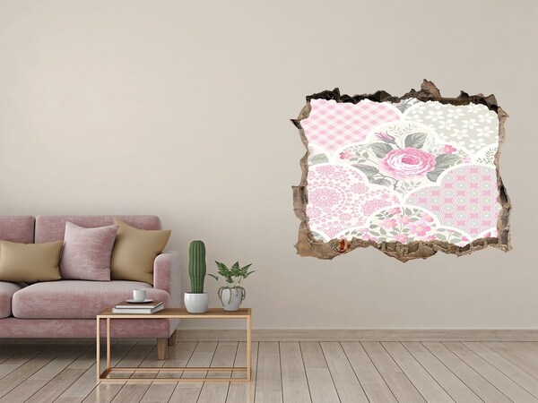 Autocollant mural trou Motif floral trou dans le mur