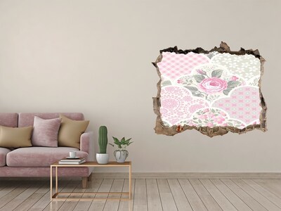 Autocollant mural trou Motif floral trou dans le mur
