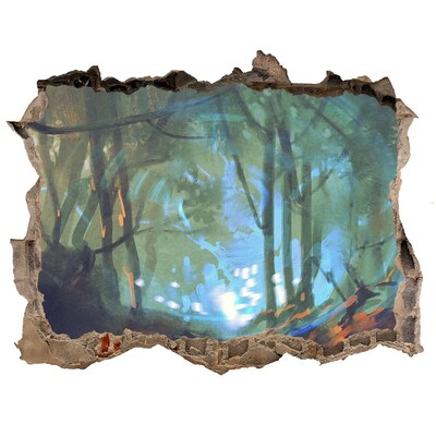 Autocollant à effet 3d trou Forêt mystérieuse au clair de lune