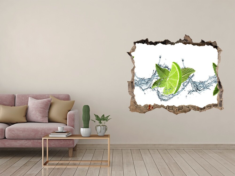 Sticker mural effet trou Citrons verts frais acides pierre