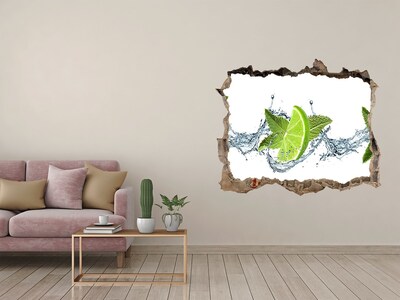 Sticker mural effet trou Citrons verts frais acides pierre