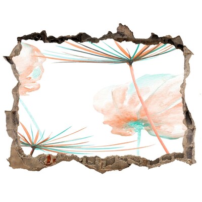 Sticker trou dans le mur Paysage fleuri à travers un trou dans le mur