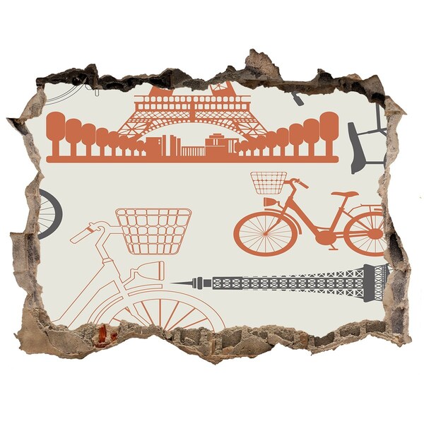 Sticker mural effet trou Paris en détail