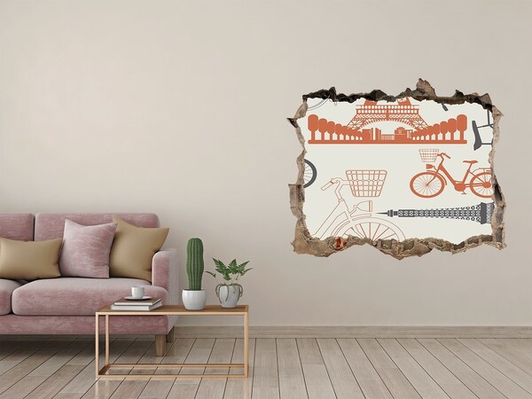 Sticker mural effet trou Paris en détail