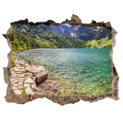 Autocollant à effet 3d trou Lac de montagne dans la vallée