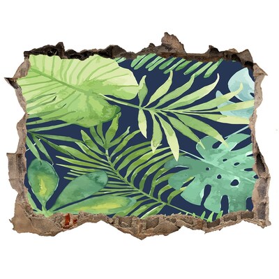 Sticker mural effet trou jungle tropicale