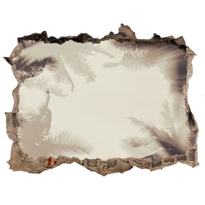 Sticker mural effet trou Oasis tropicale derrière le mur