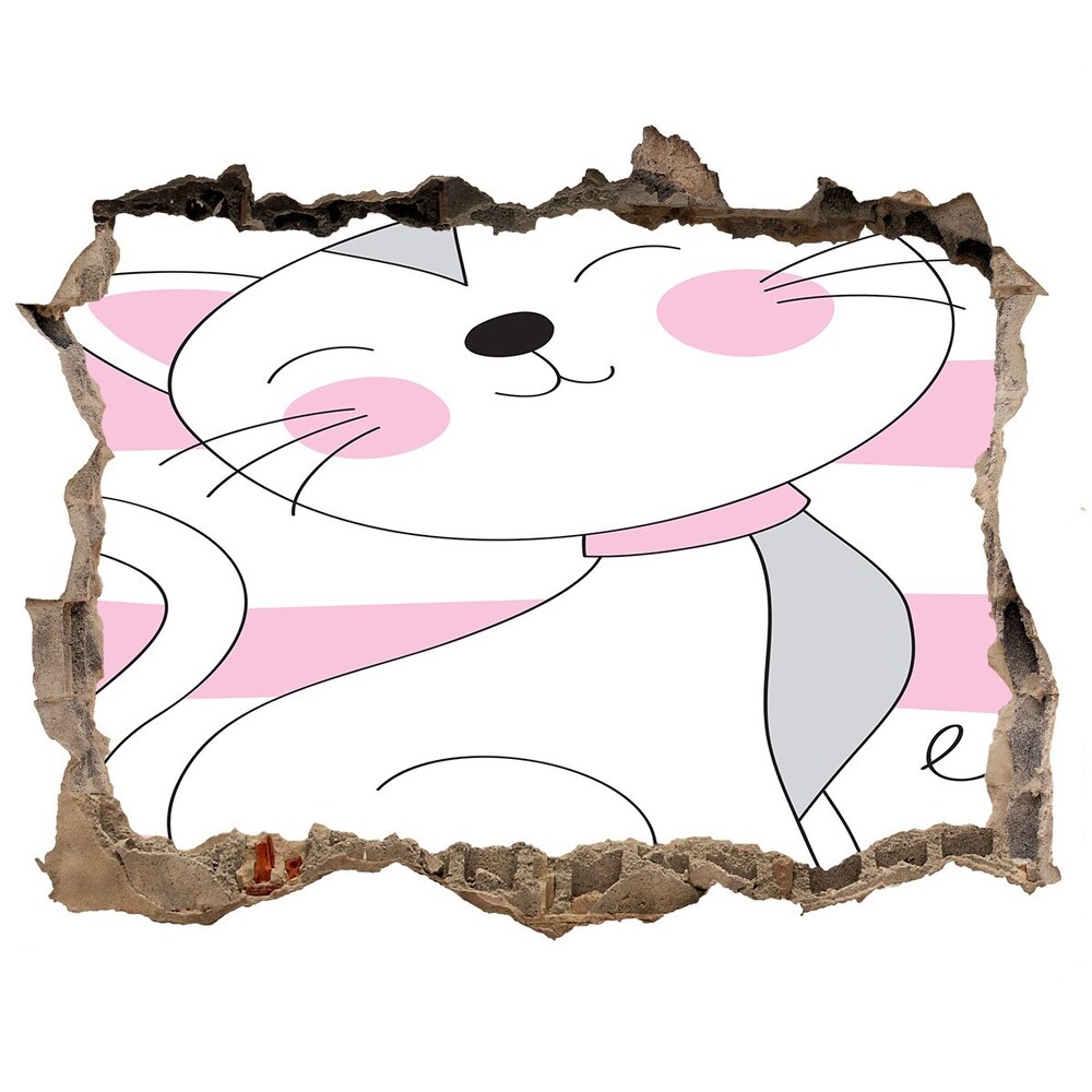 Sticker trou dans le mur Chat blanc pierre