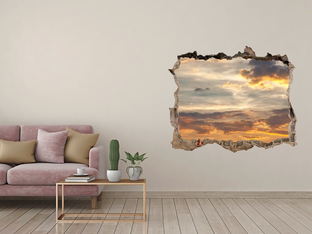 Autocollant mural trou Coucher de soleil nuages ciel pierre