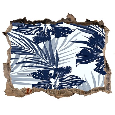 Sticker mural effet trou Paradis tropical avec des fleurs