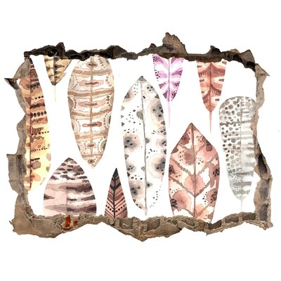 Sticker mural effet trou Des feuilles colorées dans un trou dans le mur