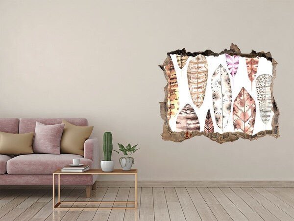 Sticker mural effet trou Des feuilles colorées dans un trou dans le mur