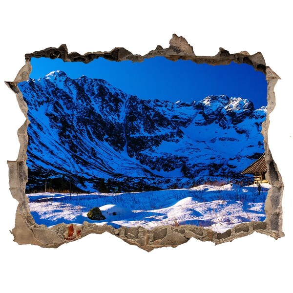 Autocollant mural trou Chalet d'hiver à la montagne