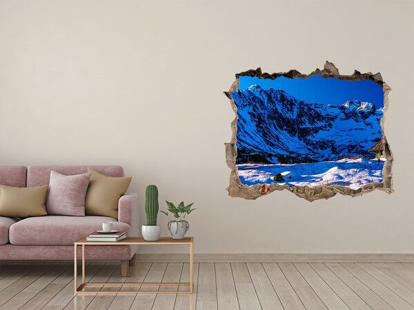 Autocollant mural trou Chalet d'hiver à la montagne