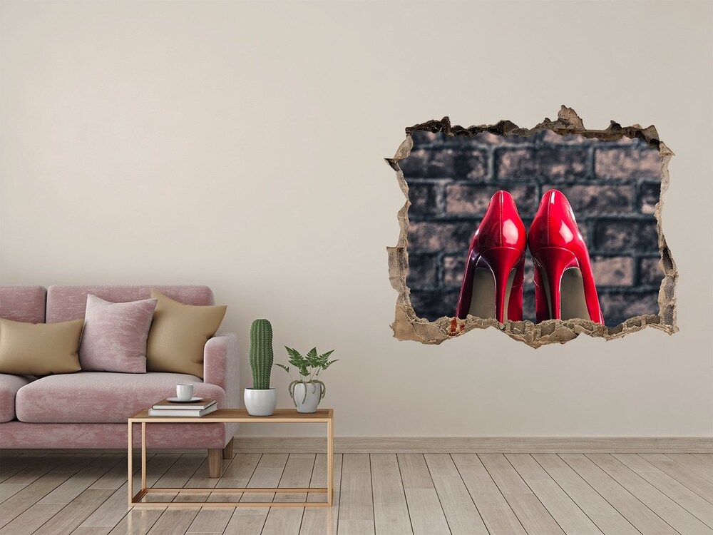 Sticker mural effet trou Talons rouges pierre