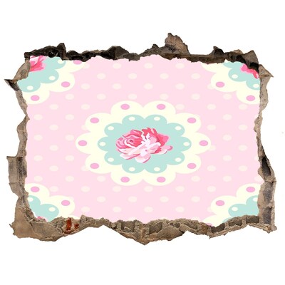 Sticker trou dans le mur Motif floral sur fond rose
