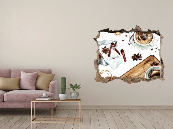 Autocollant à effet 3d trou Coin café avec épices