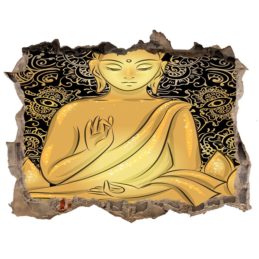 Sticker trou dans le mur Bouddha assis pierre