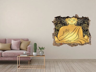 Sticker trou dans le mur Bouddha assis pierre