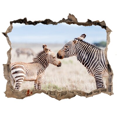 Autocollant à effet 3d trou Des zèbres à l'état sauvage