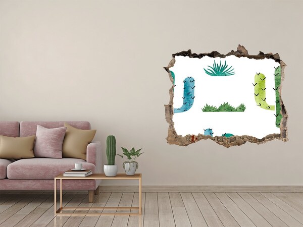 Sticker trou dans le mur Paysage verdoyant avec des cactus