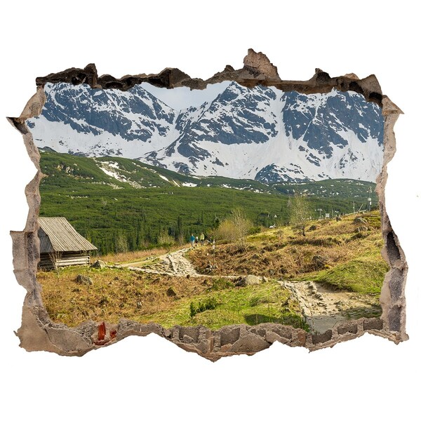 Autocollant mural trou Paysage montagneux avec un village