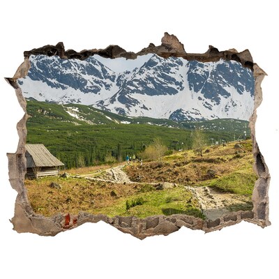 Autocollant mural trou Paysage montagneux avec un village