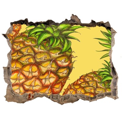 Sticker mural effet trou Fuite de couleur ananas