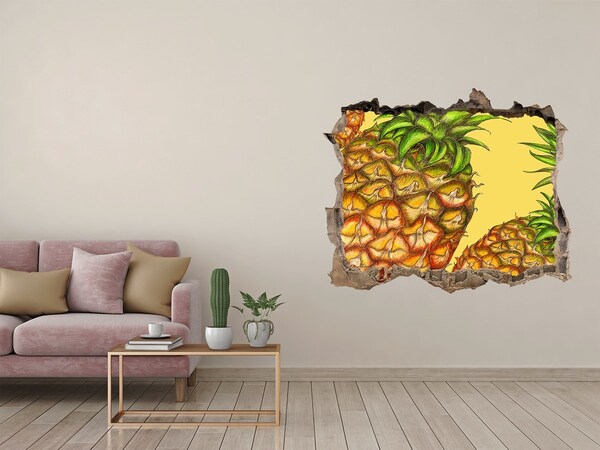 Sticker mural effet trou Fuite de couleur ananas