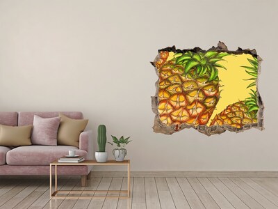 Sticker mural effet trou Fuite de couleur ananas