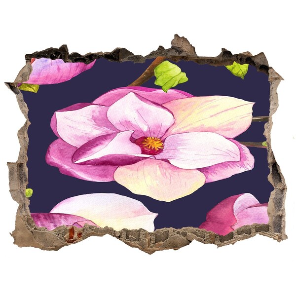 Sticker mural effet trou Magnolia fluer pierre