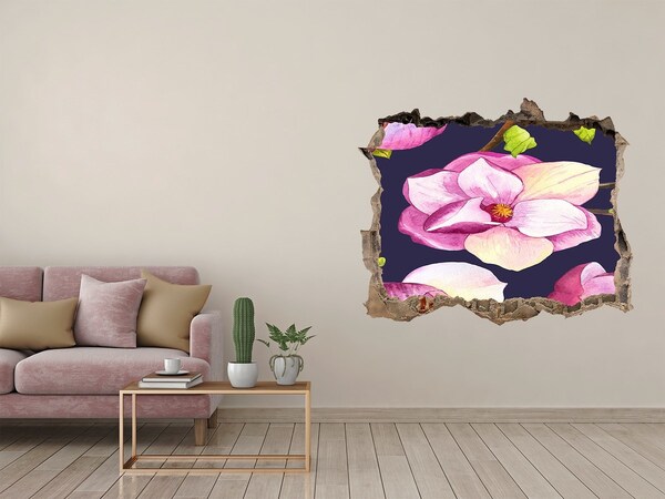 Sticker mural effet trou Magnolia fluer pierre