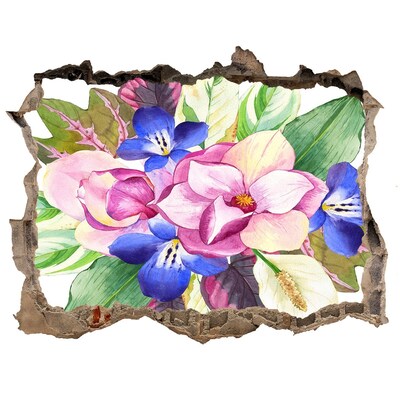 Sticker mural effet trou Bouquet de fleurs pierre