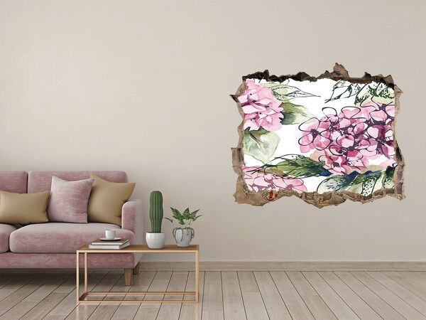 Sticker trou dans le mur Hortensia pierre