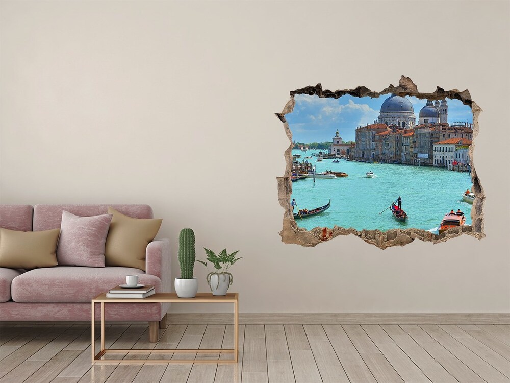 Sticker mural effet trou Venise pierre