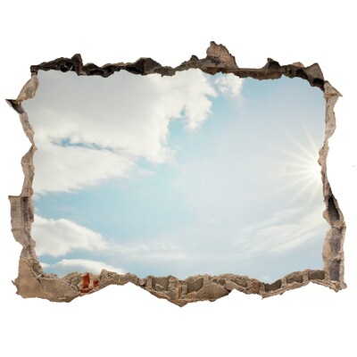 Sticker mural effet trou Nuages ​​dans le ciel soleil pierre