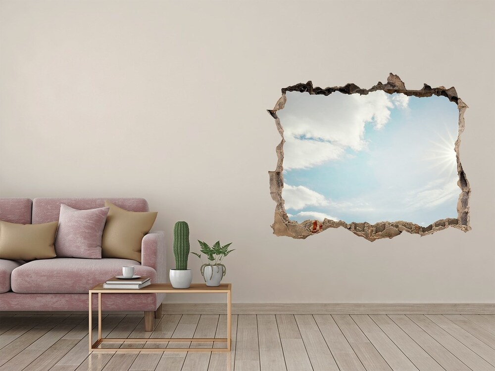 Sticker mural effet trou Nuages ​​dans le ciel soleil pierre