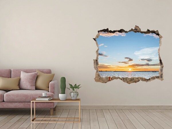 Sticker mural effet trou Coucher de soleil sur la mer
