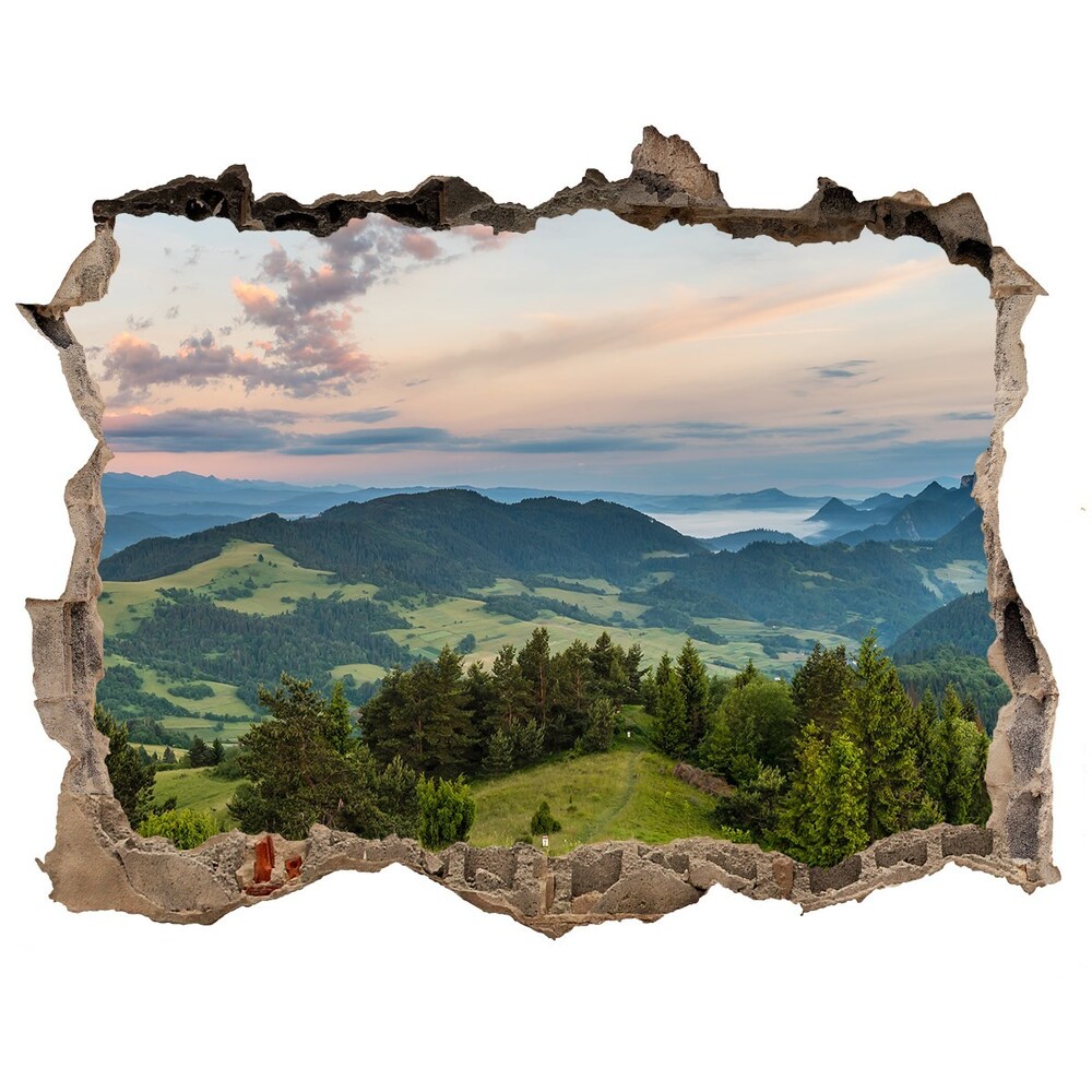 Sticker mural effet trou Panorama du pieniny pierre