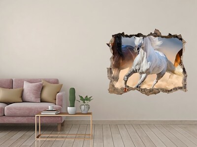 Autocollant mural trou galop sauvage des chevaux