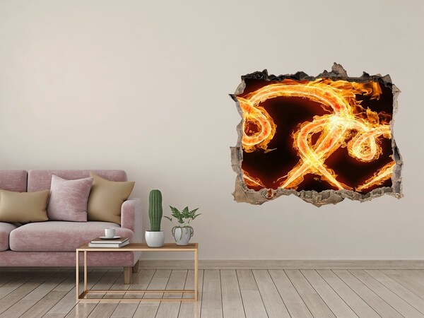 Sticker mural effet trou Serpents en feu