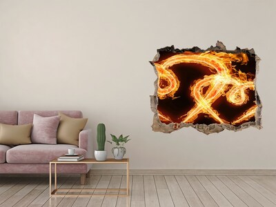 Sticker mural effet trou Serpents en feu