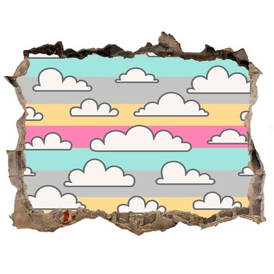 Sticker mural effet trou Des nuages ​​colorés sur un fond rayé