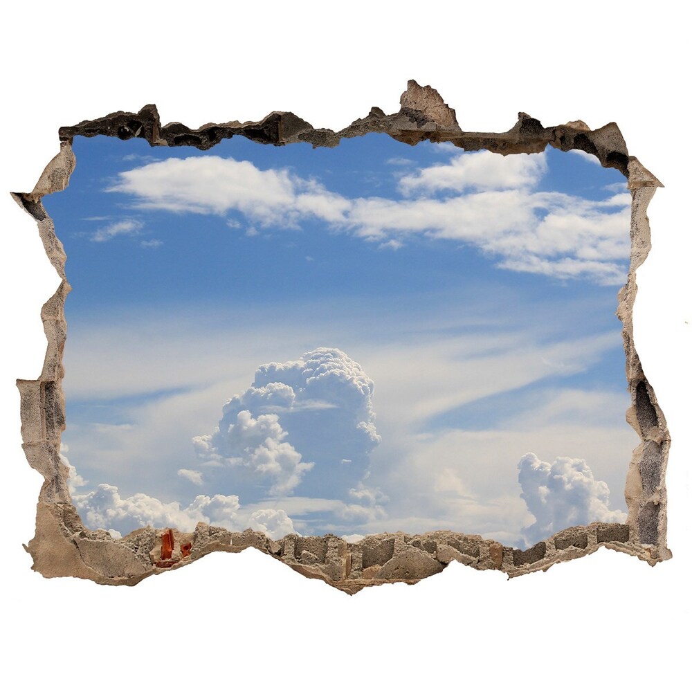 Autocollant à effet 3d trou Nuages ​​dans le ciel bleu pierre